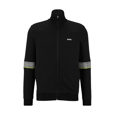 HUGO BOSS Logo Half-Zip Cotton-Blend Sweatshirt Black 50486687-001