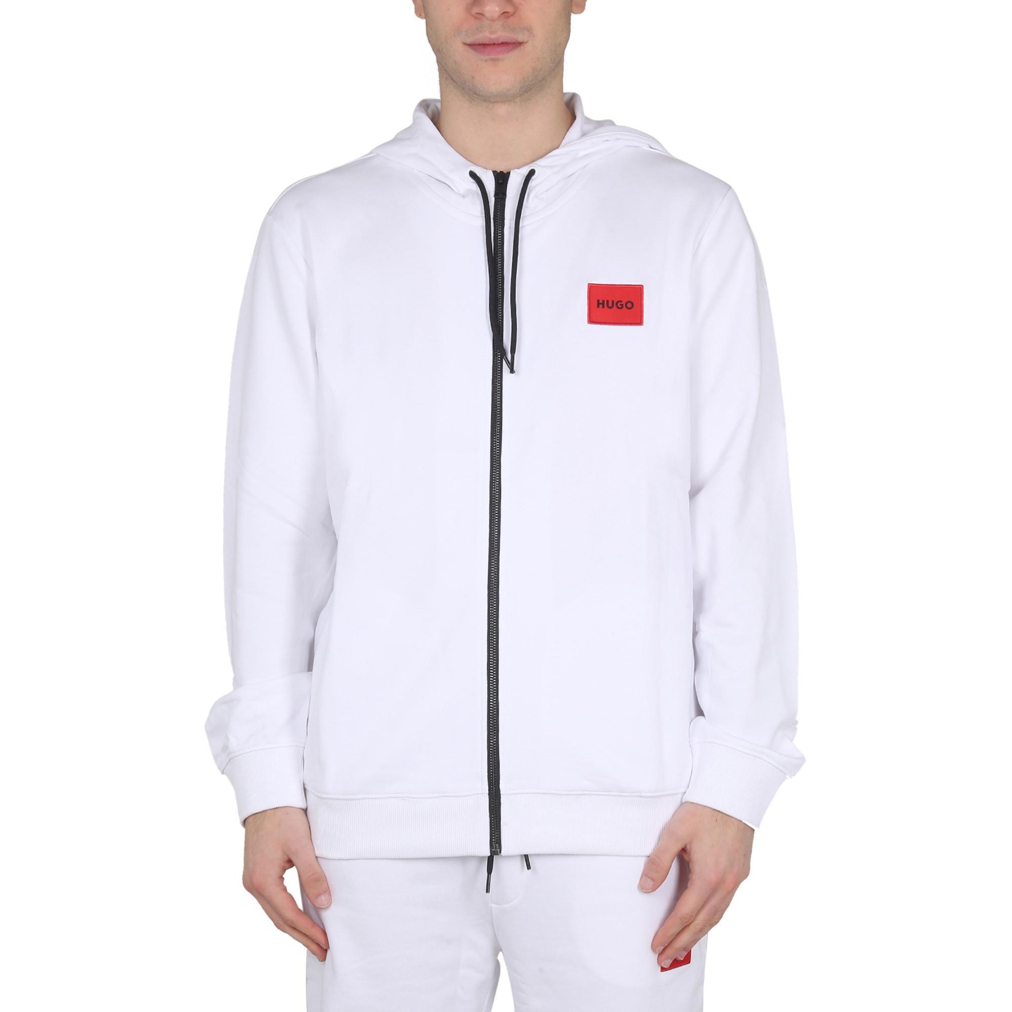 HUGO BOSS Logo Hooded Zip-Up Jacket White 50447972-100