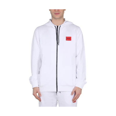 HUGO BOSS Logo Hooded Zip-Up Jacket White 50447972-100