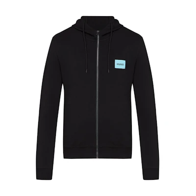 HUGO BOSS Logo Hooded Zip-Up Loose Fit Jacket Black Jacket 50447972-009