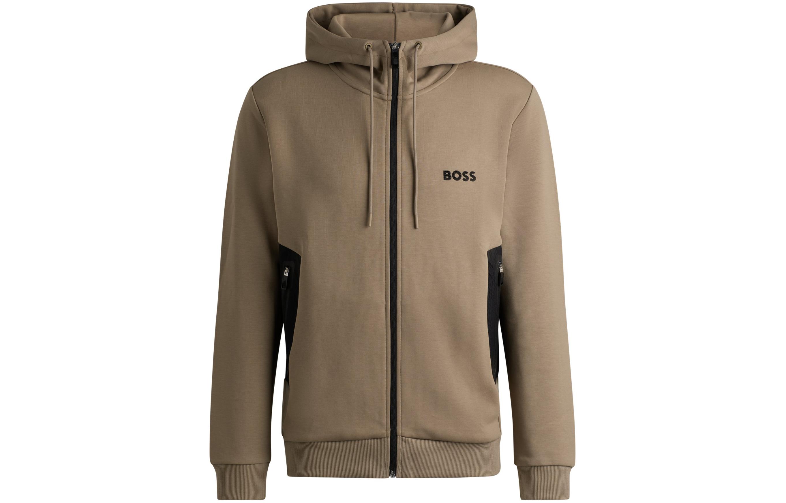 HUGO BOSS Logo Hoodie Jacket Brown 50510319-334