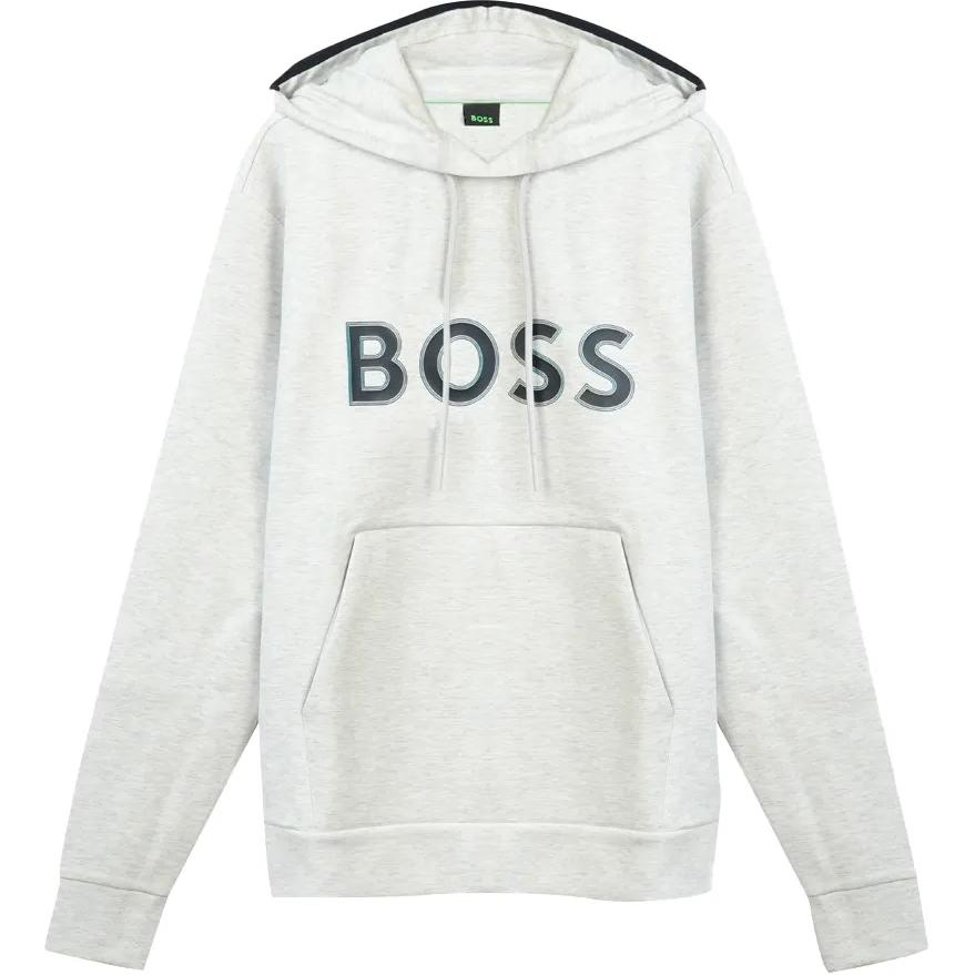 HUGO BOSS Logo Hoodie Light Grey Long Sleeve Sweatshirt 50504750-057