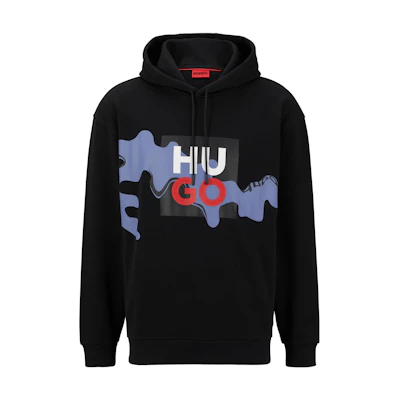HUGO BOSS Logo Letter Print Drawstring Hoodie Black 50482859-001