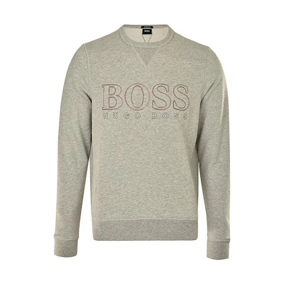HUGO BOSS Logo Letter Print Pullover Crewneck Sweatshirt Men Light Gray 50376855-072
