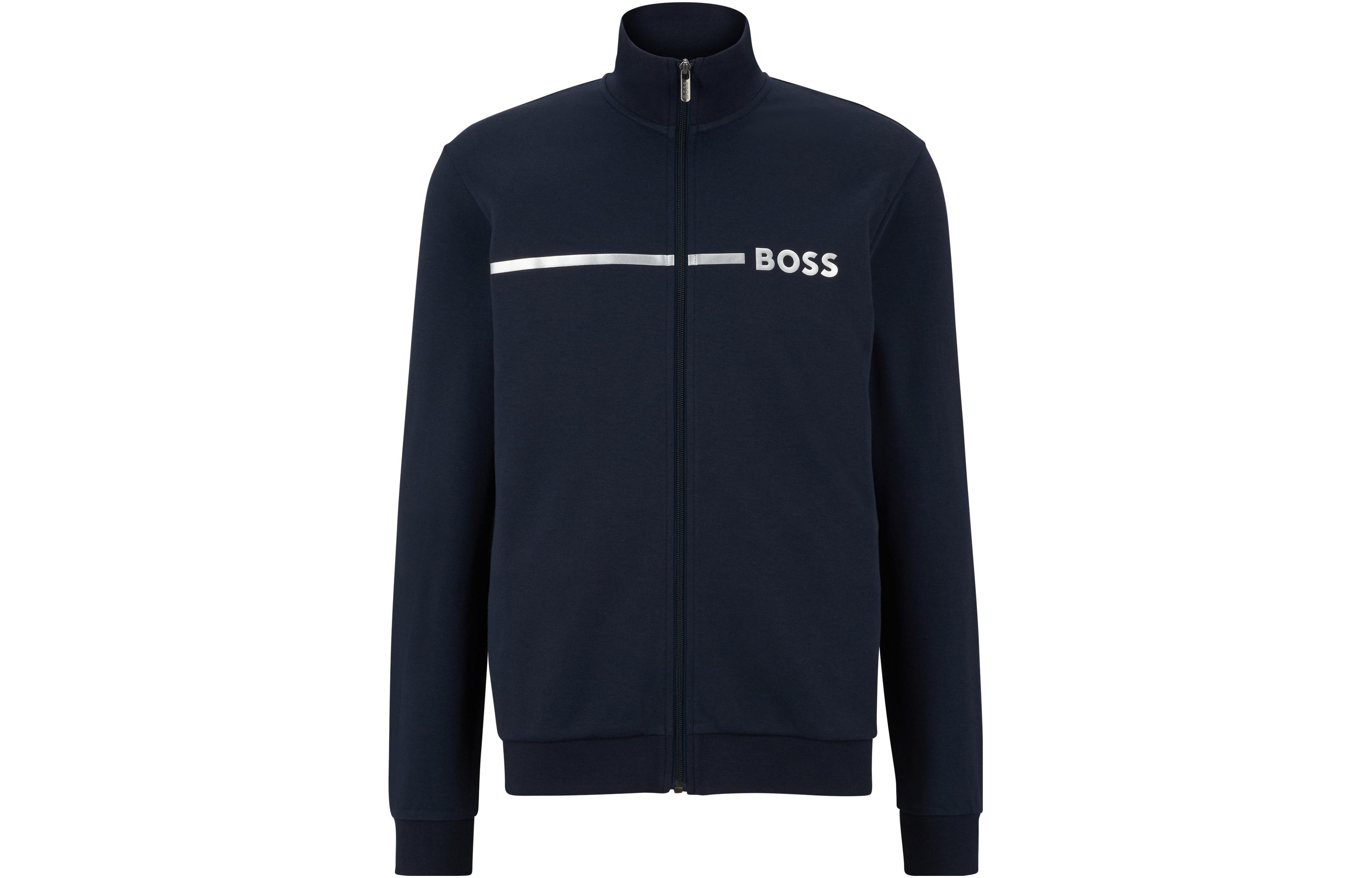 HUGO BOSS Logo Letter Print Stand-Collar Jacket Navy Blue 50485947-403