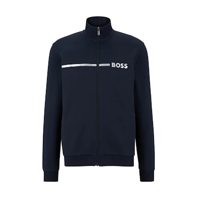 HUGO BOSS Logo Letter Print Stand-Collar Jacket Navy Blue 50485947-403