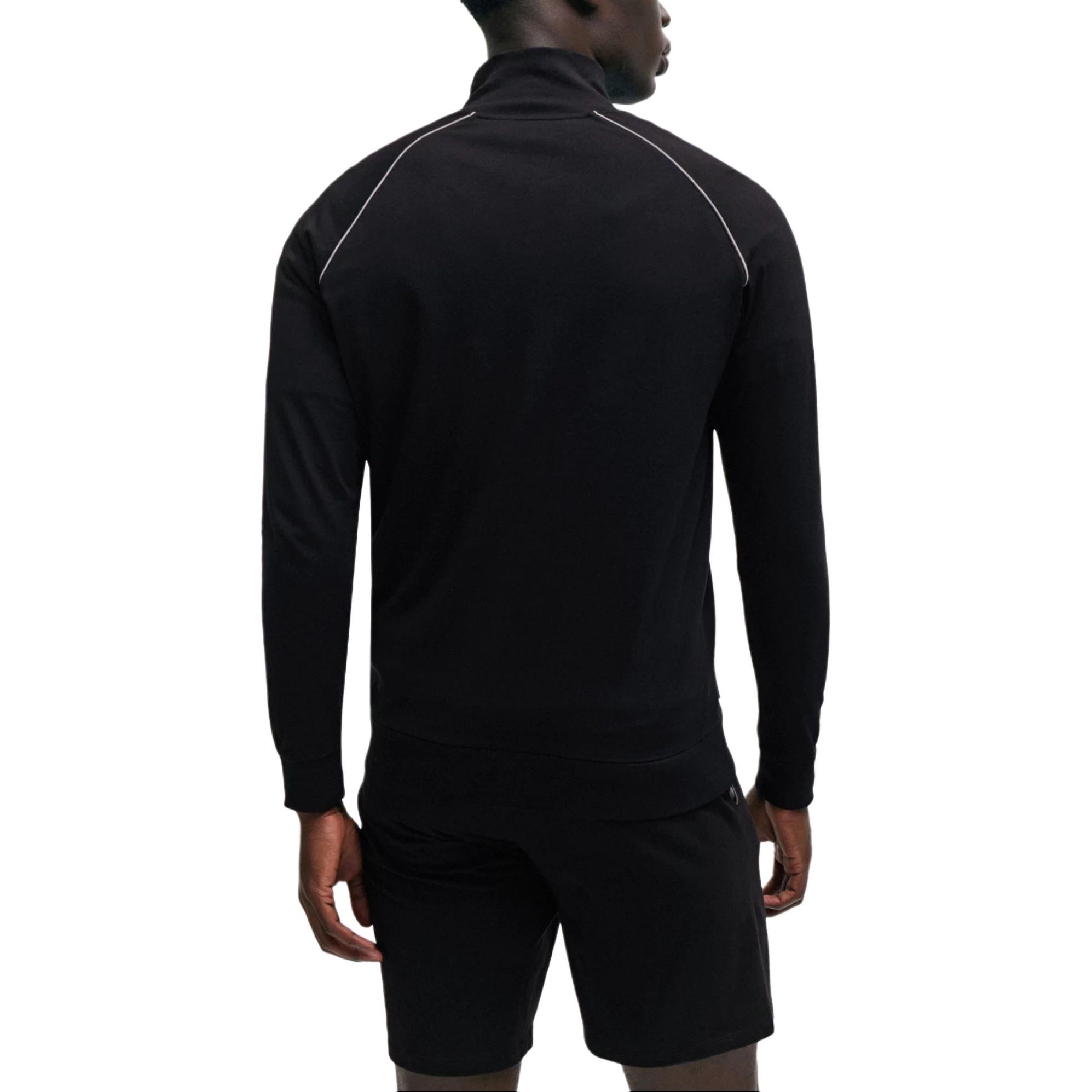 Shop HUGO BOSS 靛藍精緻Logo寬鬆立領外套 50515366-403