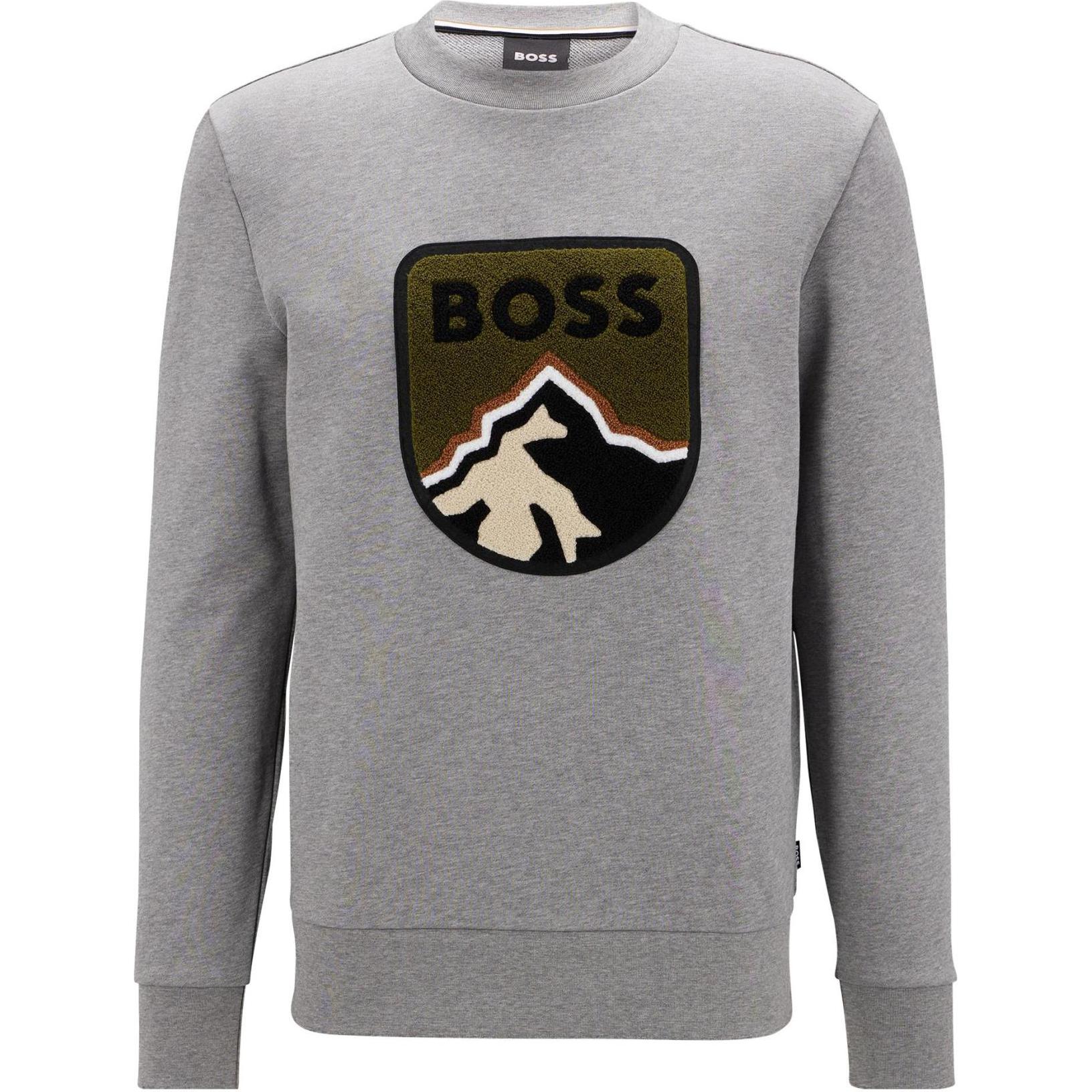 HUGO BOSS Logo Mountain Print Grey Long Sleeve Sweatshirt - 50476984-041