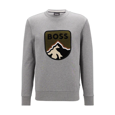 HUGO BOSS Logo Mountain Print Grey Long Sleeve Sweatshirt - 50476984-041
