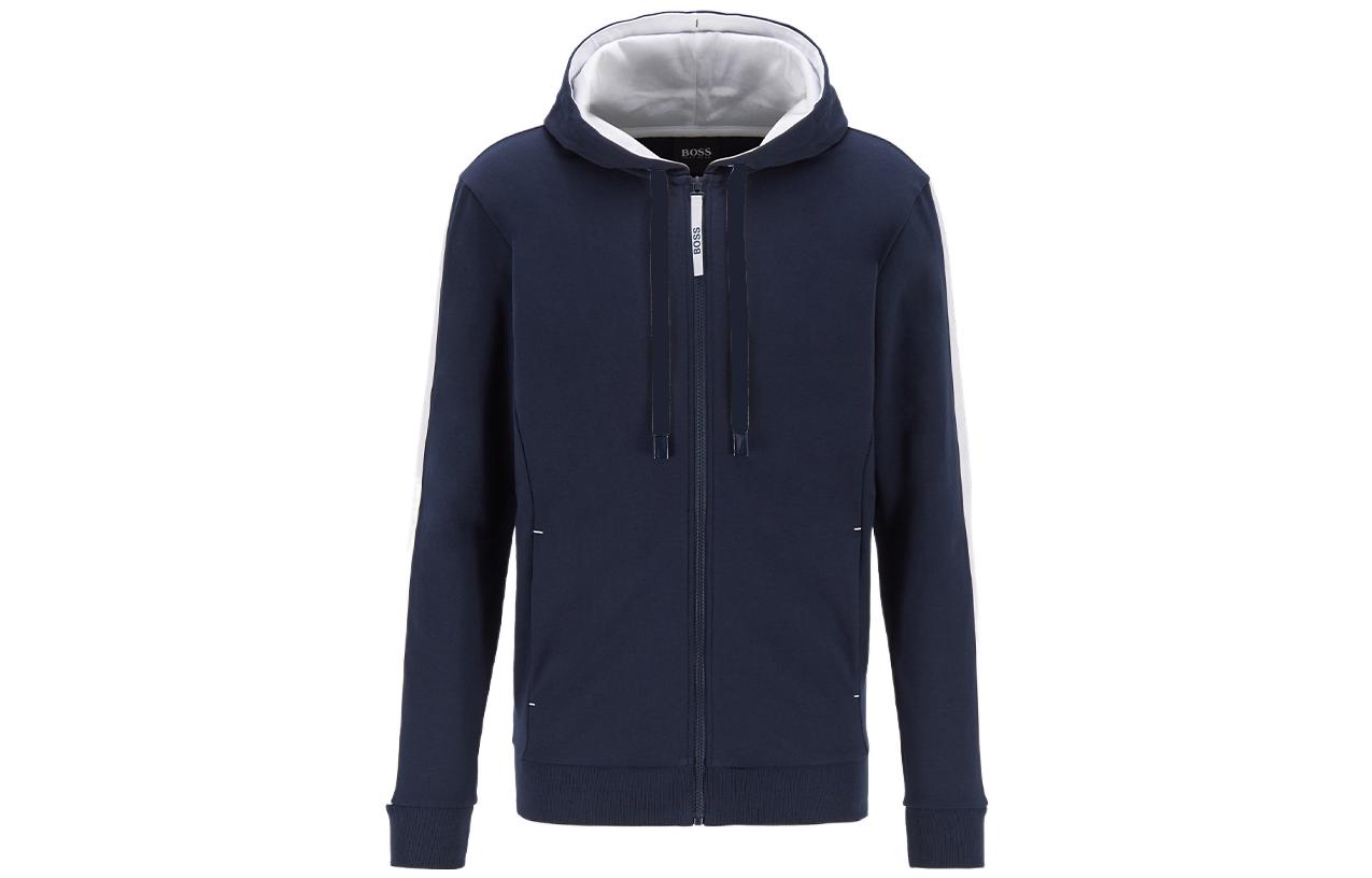 HUGO BOSS Logo Navy Blue Casual Hooded Jacket 50454641-403