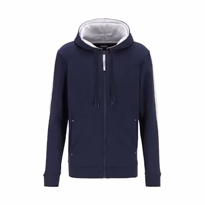 HUGO BOSS Logo Navy Blue Casual Hooded Jacket 50454641-403