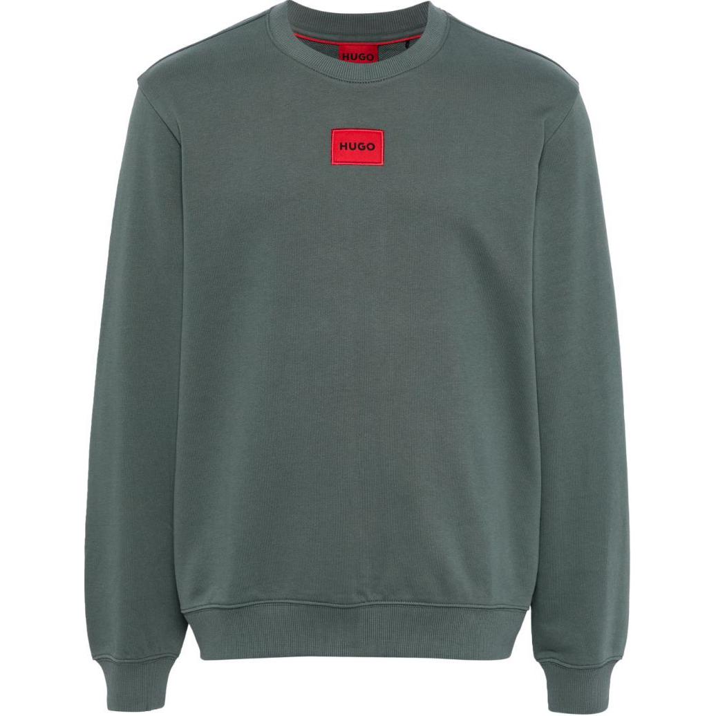 HUGO BOSS Logo Patch Crewneck Long Sleeve Sweatshirt Light Green 50447964-307