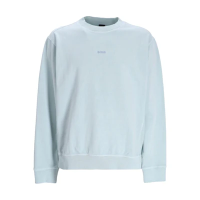 HUGO BOSS Logo Patch Crewneck Long Sleeve Sweatshirt Men Turquoise 50472271-446