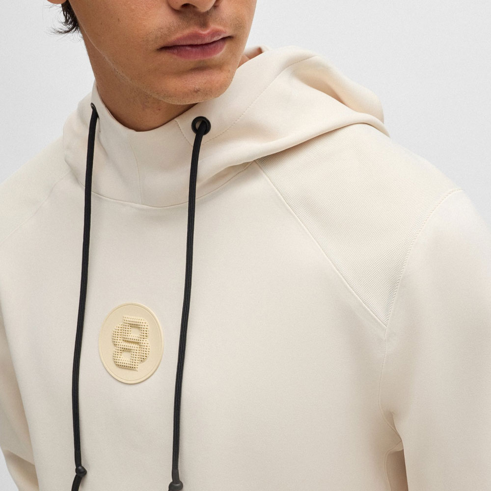 HUGO BOSS Logo Patch Hoodie  Off-White Long Sleeve Sweater. 50521381-131 圖 6