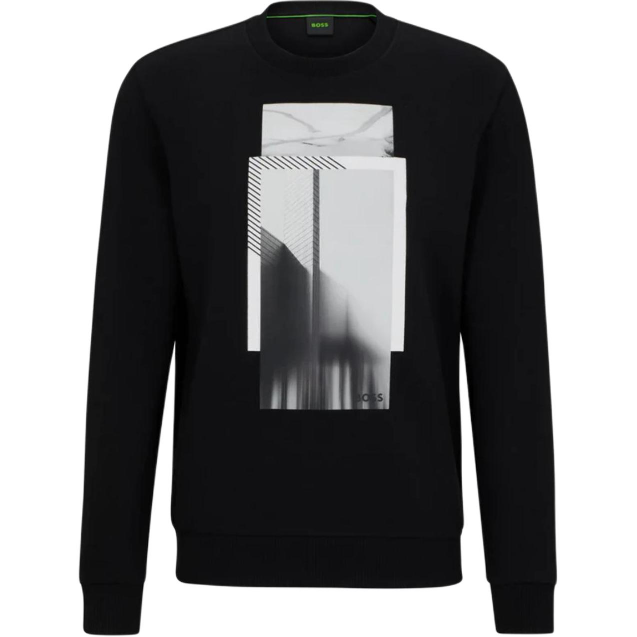 HUGO BOSS Logo Print Colorblock Crewneck Sweatshirt Black 50498227-002