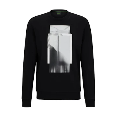 HUGO BOSS Logo Print Colorblock Crewneck Sweatshirt Black 50498227-002