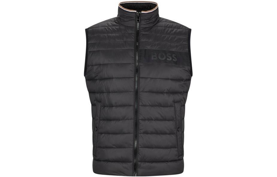 HUGO BOSS Logo Print Cotton Vest Jacket Black 50464300-001