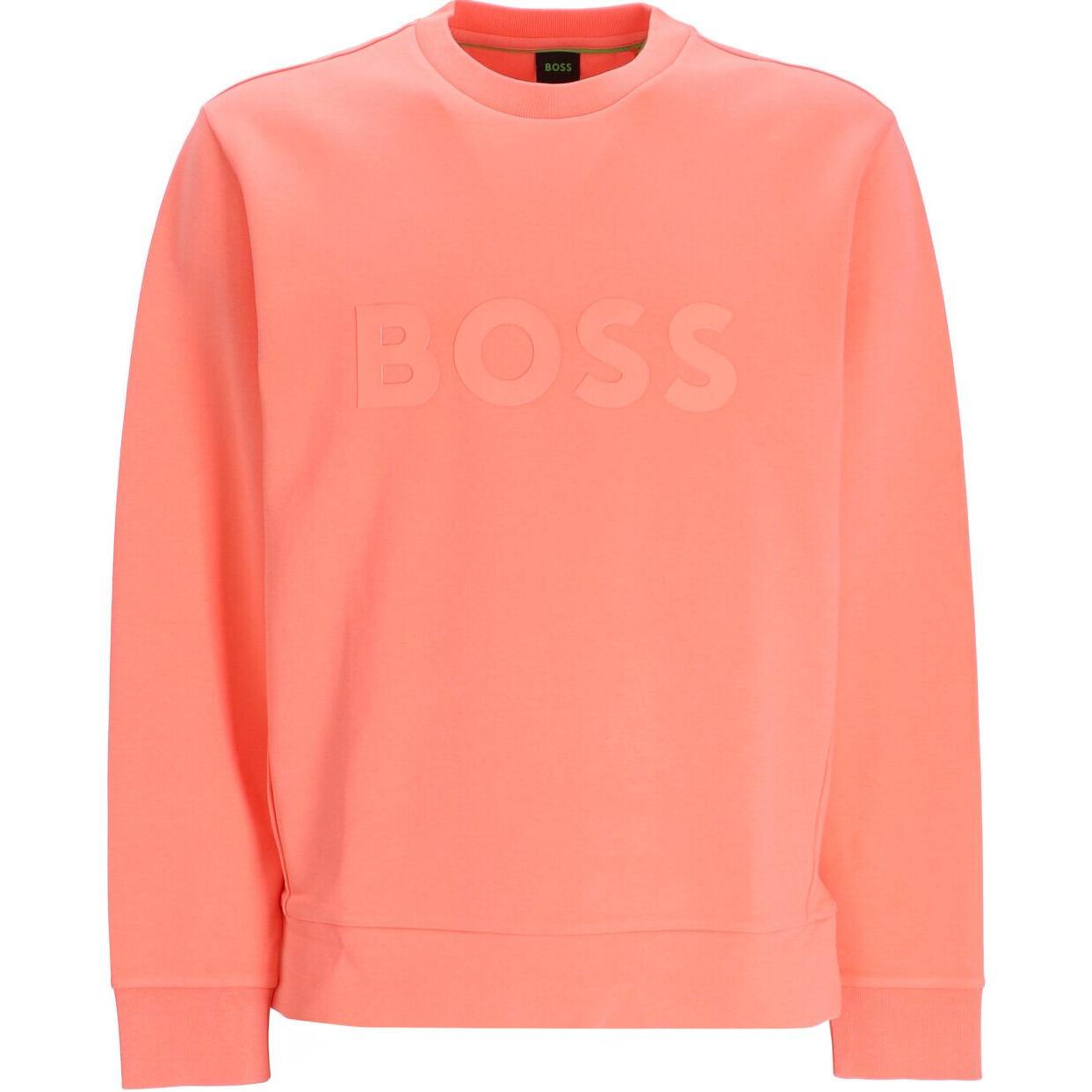 HUGO BOSS Logo Print Crewneck Long Sleeve Sweatshirt Men Watermelon Pink 50506119-649