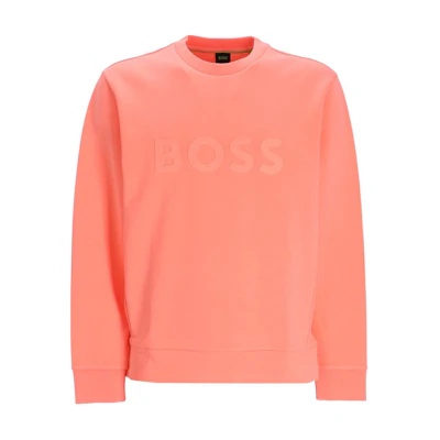 HUGO BOSS Logo Print Crewneck Long Sleeve Sweatshirt Men Watermelon Pink 50506119-649