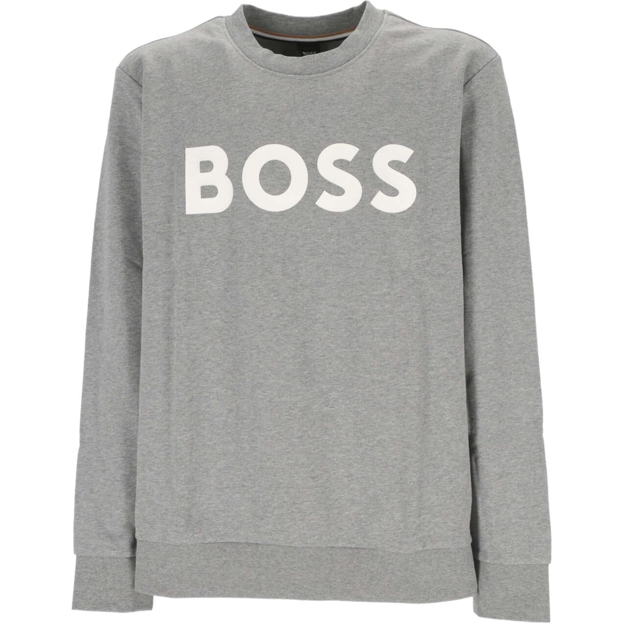 HUGO BOSS Logo Print Crewneck Long Sleeve Sweatshirt Men Grey 50496642-041
