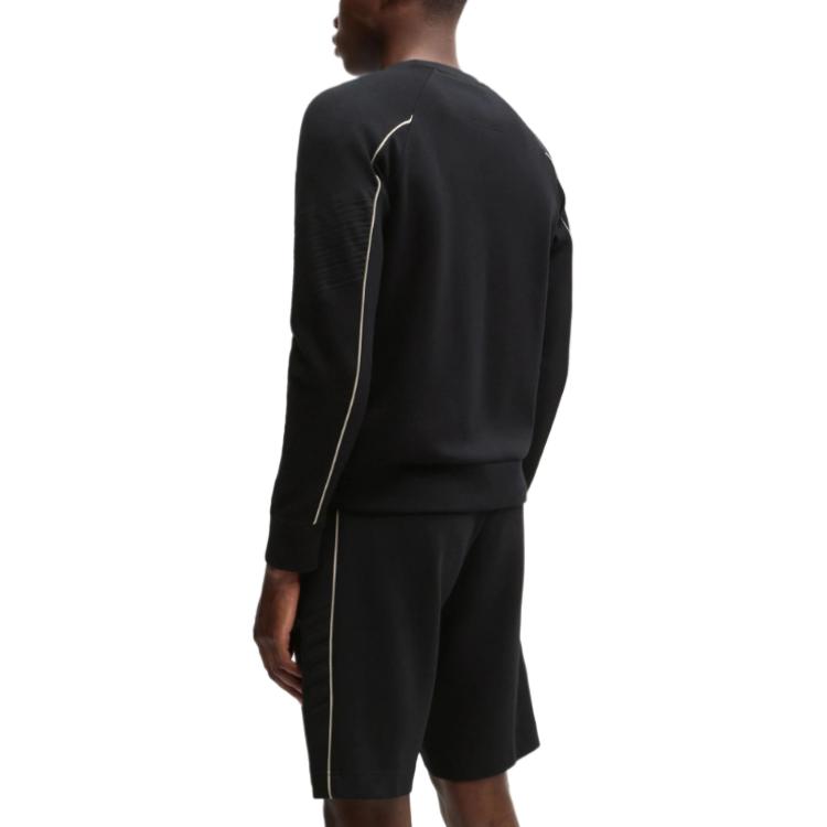 Lookbook HUGO BOSS 印花Logo長袖圓領休閒衫 黑色 50518186-001