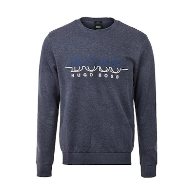 HUGO BOSS Logo Print Crewneck Pullover Long-Sleeve Sweatshirt Grey () 18243334-14