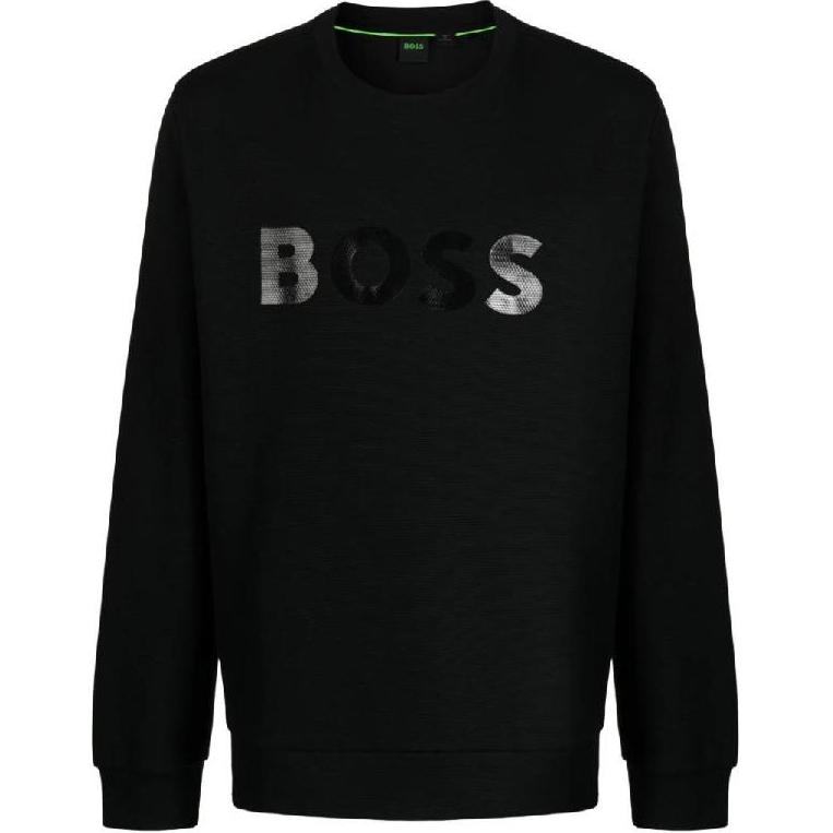 HUGO BOSS Logo Print Crewneck Pullover Sweatshirt Men Black 50510482-001