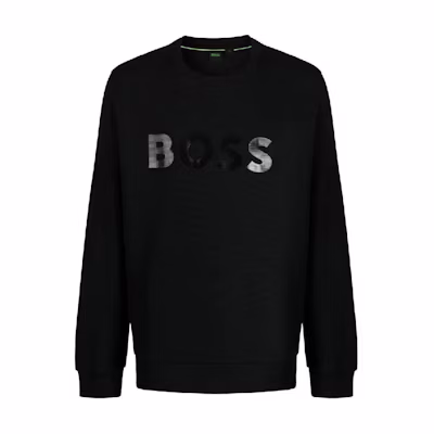 HUGO BOSS Logo Print Crewneck Pullover Sweatshirt Men Black 50510482-001