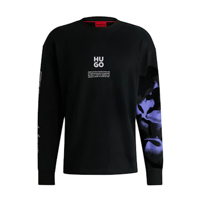 HUGO BOSS Logo Print Crewneck Pullover Sweatshirt Men’s Black 50521731-001