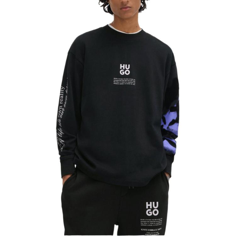 Lookbook HUGO BOSS 後印LOGO男士黑色圓領衛衣 50521731-001