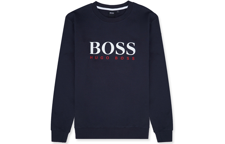 HUGO BOSS Logo Print Crewneck Sweatshirt Deep Navy Men’s 50463985-403