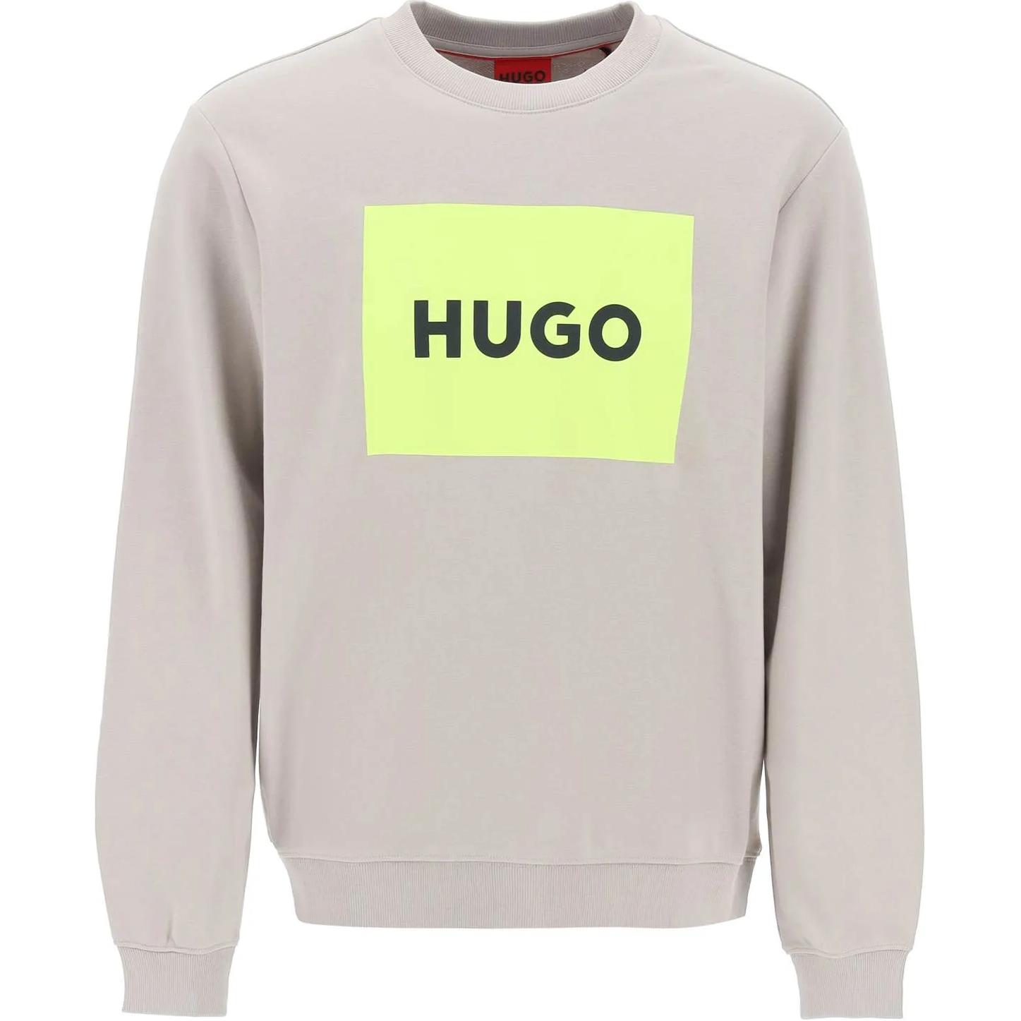 HUGO BOSS Logo Print Crewneck Sweatshirt Men Grey Colorblock Design 50467944-055