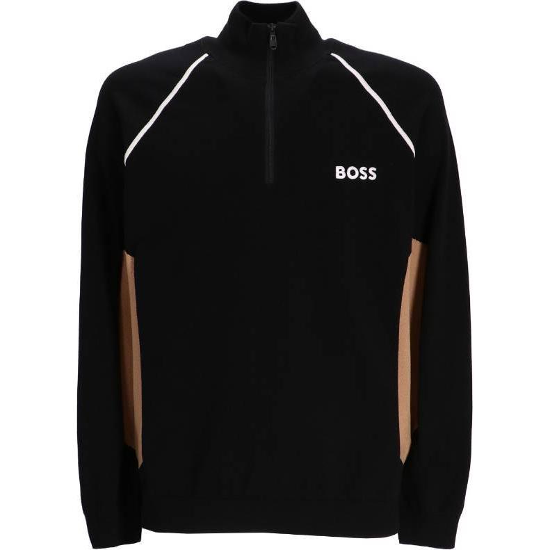 HUGO BOSS Logo Print Half-Zip High Collar Sweatshirt Black 50519377-001