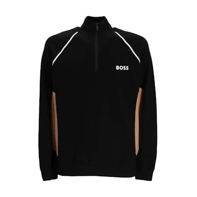 HUGO BOSS Logo Print Half-Zip High Collar Sweatshirt Black 50519377-001