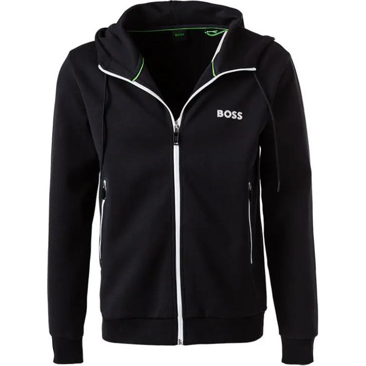 HUGO BOSS Logo Print Hoodie Full-Zip Jacket Black 50510319-402