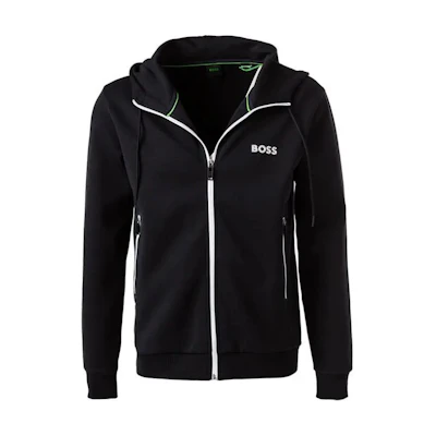 HUGO BOSS Logo Print Hoodie Full-Zip Jacket Black 50510319-402
