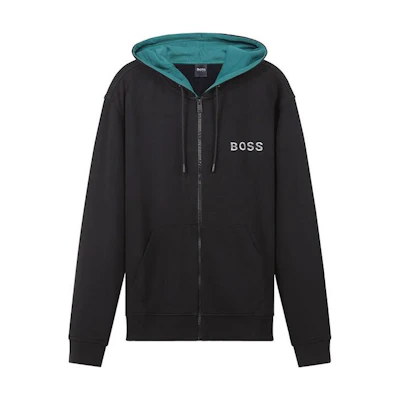 HUGO BOSS Logo Print Hoodie Jacket - Black 50472219-001