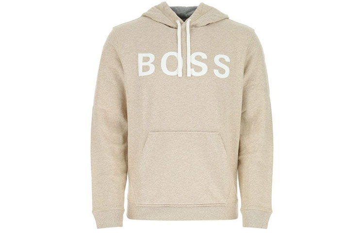 HUGO BOSS Logo Print Hoodie Long Sleeve Beige 50449365-151