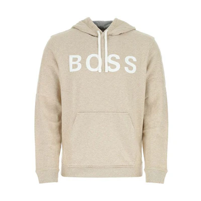 HUGO BOSS Logo Print Hoodie Long Sleeve Beige 50449365-151