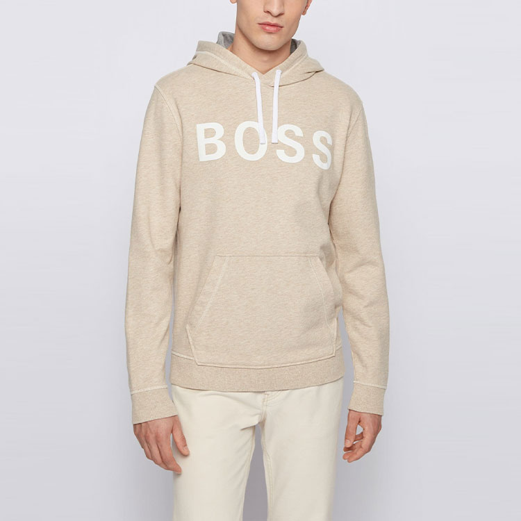 HUGO BOSS Logo Print Hoodie Long Sleeve Beige 50449365-151 圖 5