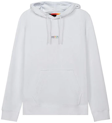 雨果博斯品牌标志印花连帽衫 男女通用白色长袖卫衣 50459489-100 Buy 雨果博斯品牌标志印花连帽衫 男女通用白色长袖卫衣 50459489-100