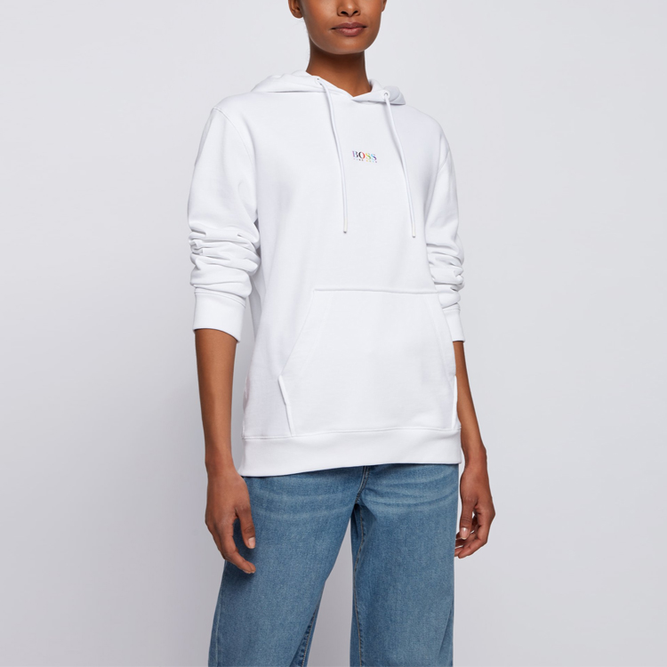 Details for 雨果博斯品牌标志印花连帽衫 男女通用白色长袖卫衣 50459489-100