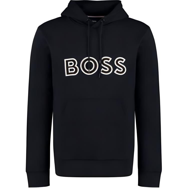 HUGO BOSS Logo Print Pullover Hoodie Black Long Sleeve 50476769-002