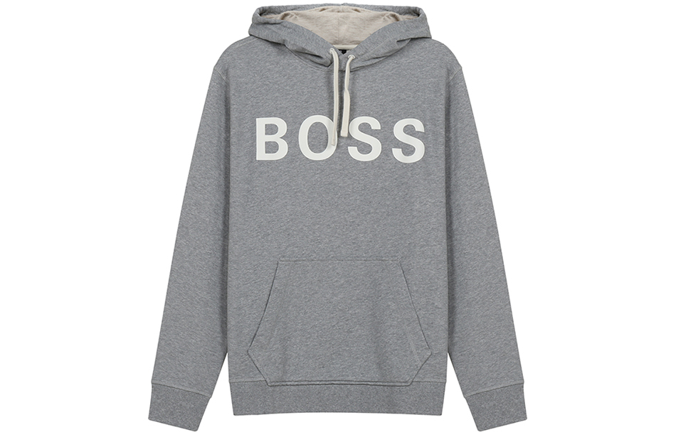 HUGO BOSS Logo Print Pullover Hoodie Grey 50462542041SILVER