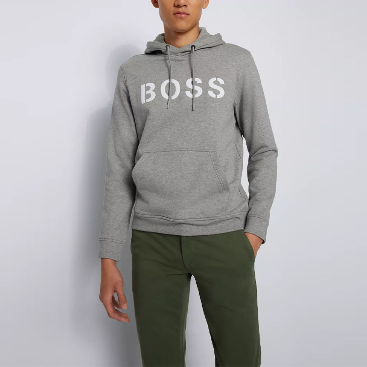 HUGO BOSS Logo Print Pullover Hoodie Grey 50462542041SILVER 圖 5