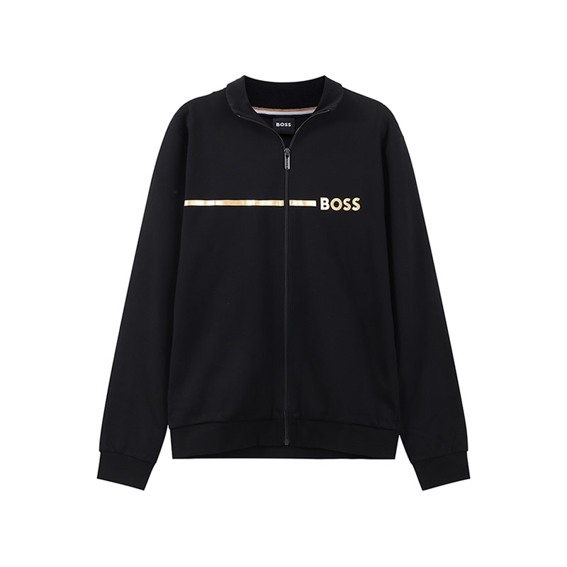 HUGO BOSS Logo Print Stand Collar Jacket Black 50485947-001