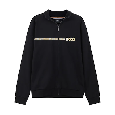 HUGO BOSS Logo Print Stand Collar Jacket Black 50485947-001