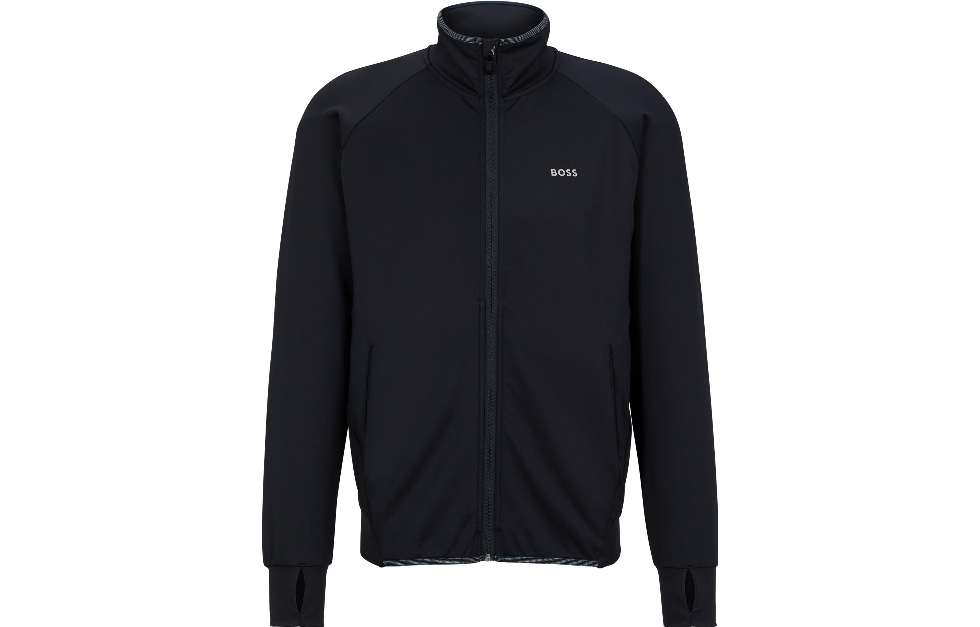 HUGO BOSS Logo Print Stand Collar Zip Jacket Dark Blue 50494551-402