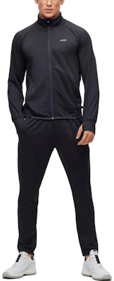 ヒューゴボス ロゴプリント スタンドカラー ジップジャケット ダークブルー 50494551-402 Lookbook ヒューゴボス ロゴプリント スタンドカラー ジップジャケット ダークブルー 50494551-402