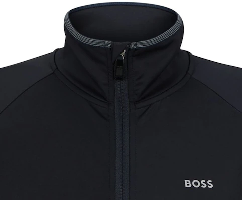 ヒューゴボス ロゴプリント スタンドカラー ジップジャケット ダークブルー 50494551-402 Sizing ヒューゴボス ロゴプリント スタンドカラー ジップジャケット ダークブルー 50494551-402